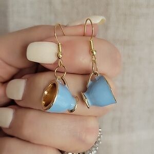 🔥LAST PAIR🔥 Cottagecore Blue Teacup Earrings